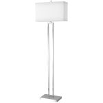 Lampadaire Gatsby, nickel brossé/abat-jour en lin blanc pur, 61 H x 18 l